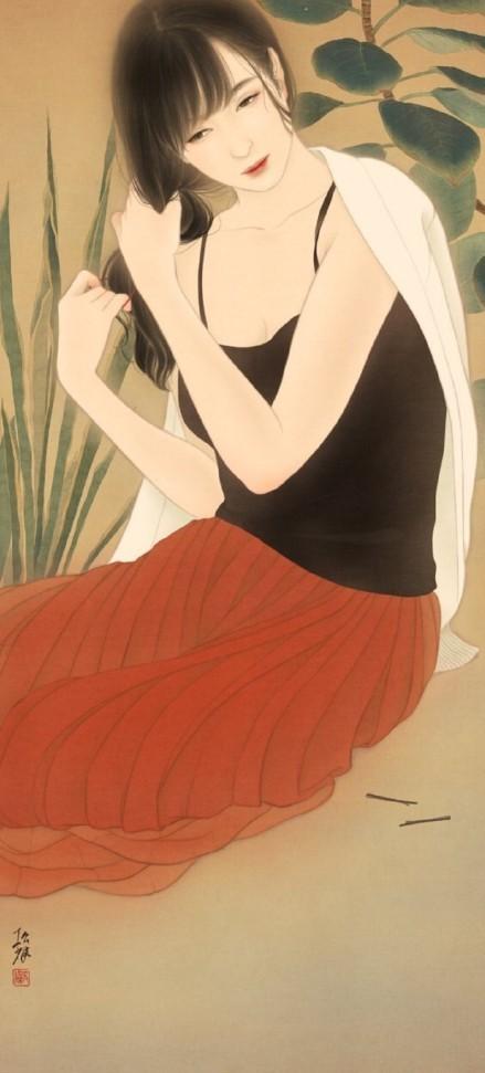 日本90后画师笔下的柔美女性，温婉优雅、似真似幻，实在太美了